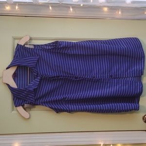 Women's Nikki's Threads Medium blue striped muscle button up silk blouse